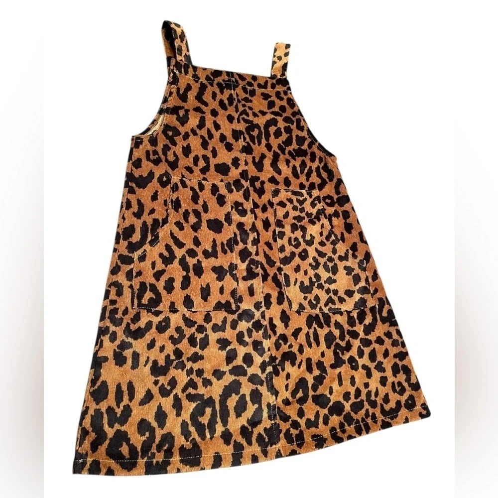 Hayden Girls Corduroy Leopard Overall Dress Size L (age 11/12)
